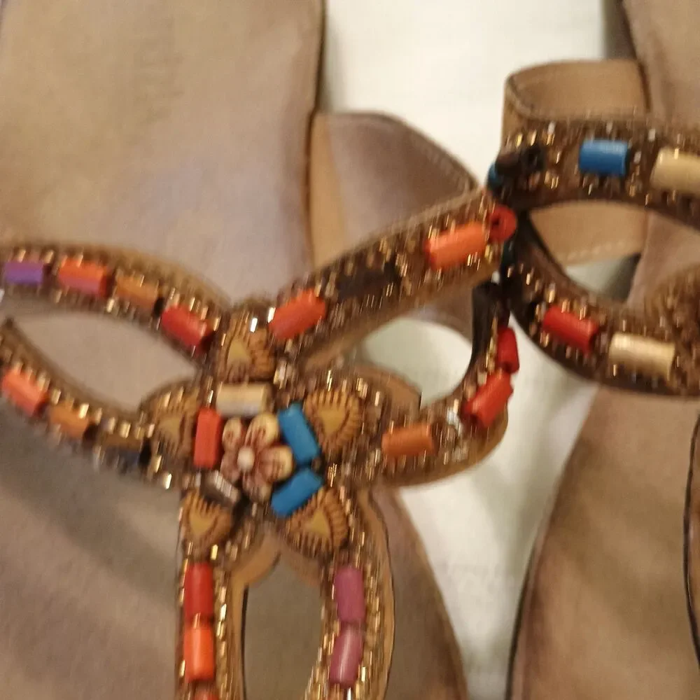 Patrizia by Spring Step Nizza Orange Jeweled Thong Sandals  Size  US 9